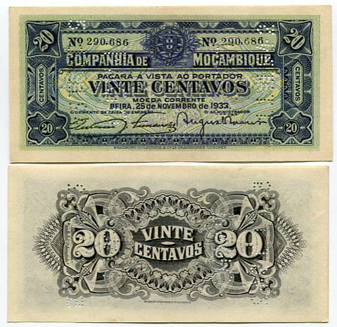 Mozambik 20 Centavos 1933 r. UNC