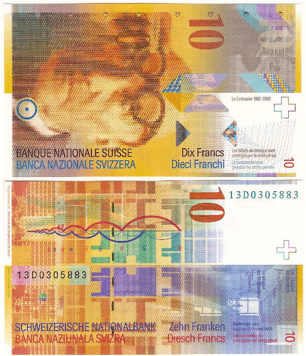 Szwajcaria 10 Franków 2013 r. UNC