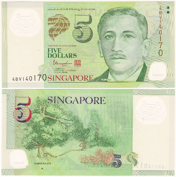 Singapur 5 Dolarów 2010 r. Polimer UNC
