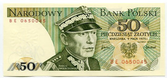 Banknot Polska 50 zł z 1975 r. BC