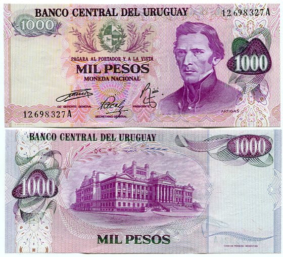 Urugwaj 1000 Pesos 1974 r. UNC