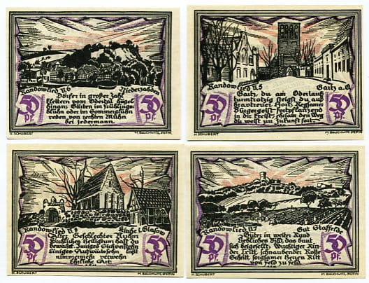 Zestaw 4 Notgeld Szczecin Stettin 1921 r. 50 pfennig