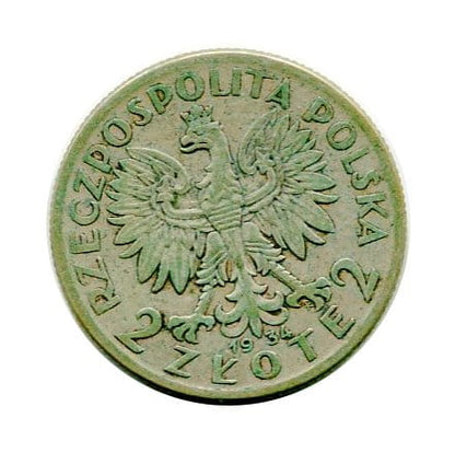 2 złote Głowa Kobiety 1934 r.
