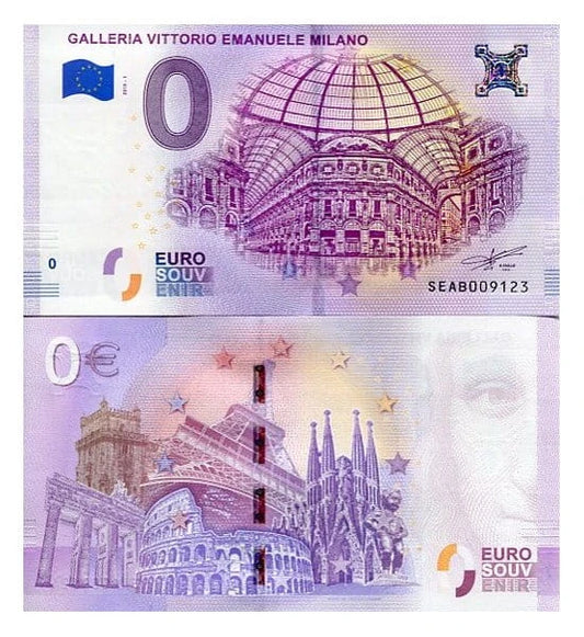 Banknot 0 Euro Włochy - Galeria Wiktora Emanuela II