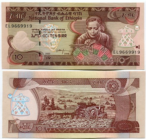 Etiopia 10 Birr 2015 r. UNC