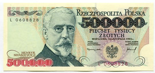 Banknot Polska 500000 zł z 1993 r. Z