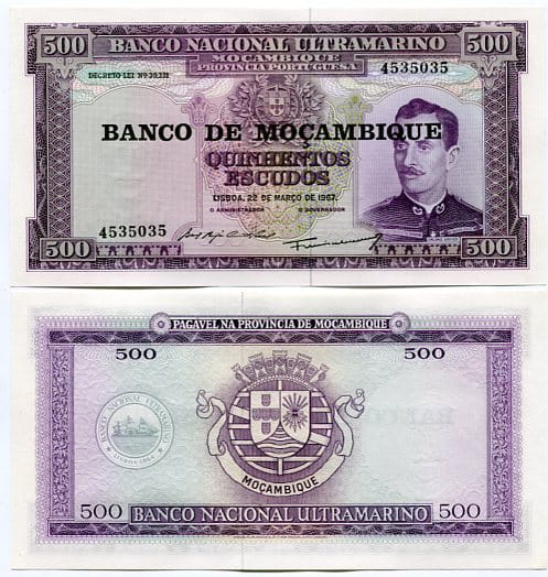 Mozambik 500 Escudos 1967 r. UNC