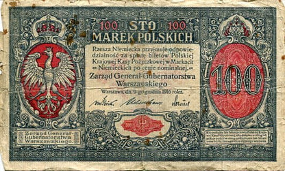 Banknot 100 Marek Polskich 1916 r.