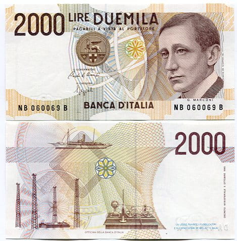 Włochy 2000 Lire 1990 r. UNC