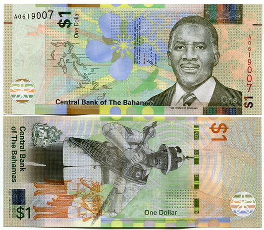 Bahamy 1 Dollar 2017 r. UNC Polimer