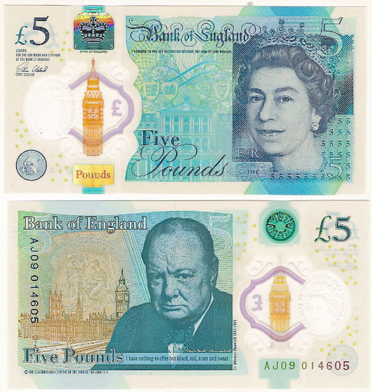 Anglia 5 Funtów 2015 r. Polimer UNC