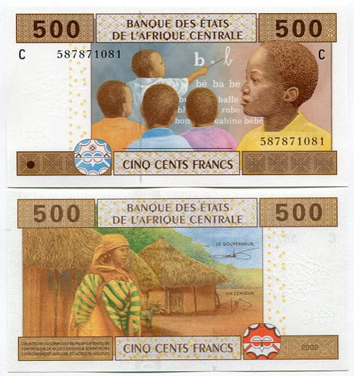 Czad 500 Francs 2002 r. UNC
