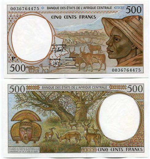 Czad 500 Francs 2000 r. UNC