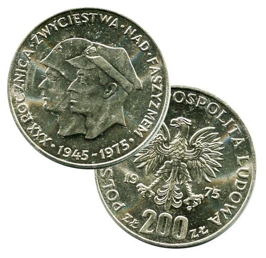 14,5 g. srebra - 200 zł XXX Rocznica Zwycięstwa nad Faszyzmem 1975 r.