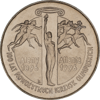 2 zł 100 lat nowożytnych Igrzysk Olimpijskich (1896 - 1996)