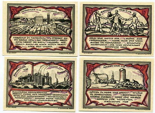Zestaw 4 Notgeld Szczecin Stettin 1921 r. 75 pfennig