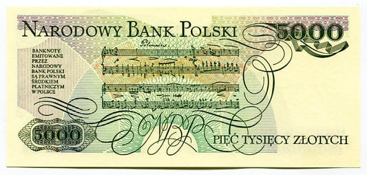 Banknot Polska 5 000 Złotych 1988 r. DB
