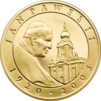 10 zł Ag Papież Jan Paweł II Pozłacana