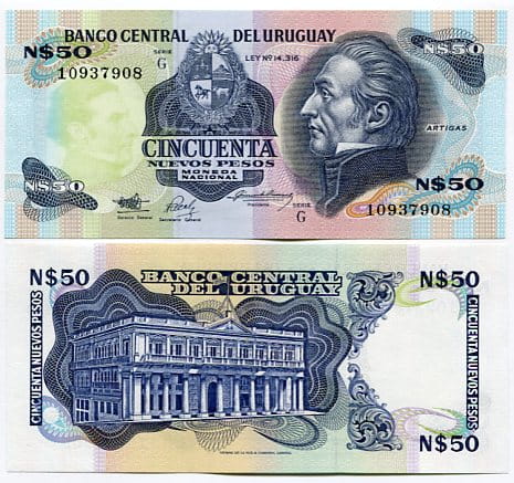 Urugwaj 50 Pesos 1989 r. UNC