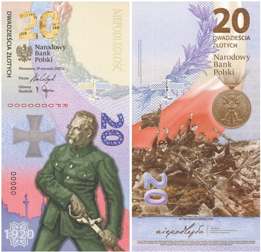 Banknot Kolekcjonerski 20 zł Bitwa Warszawska 1920