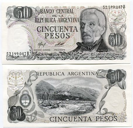 Argentyna 50 Pesos 1974 r. UNC
