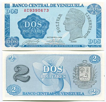 Wenezuela 2 Bolivares 1989 r. UNC