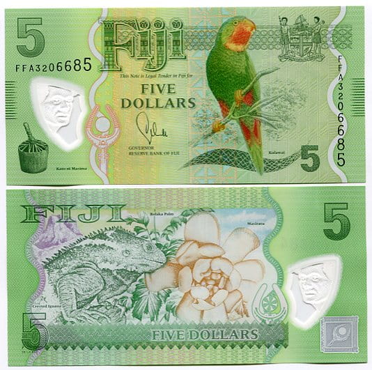 Fidżi 5 Dollars 2013 r. Polimer UNC