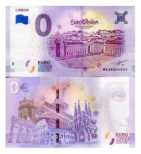 Banknot 0 Euro Portugalia - Eurowizja 2018 w Lizbonie