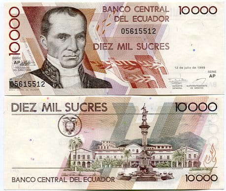 Ekwador 10 000 Sucres 1999 r. UNC