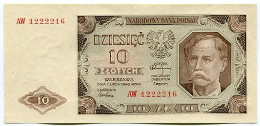 Banknot 10 zł 1948 r.