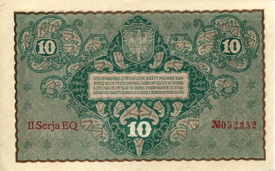 Banknot 10 Marek  Polskich 1919 r.