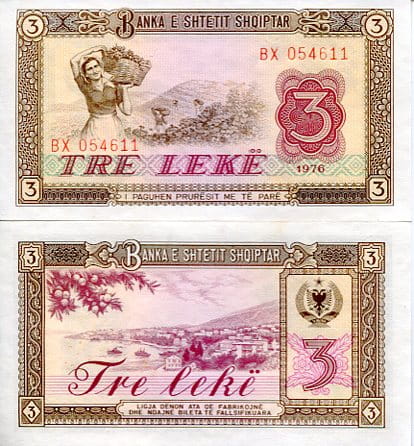 Albania 3 Lake 1976 r. UNC