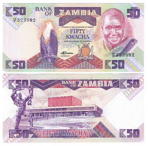 Zambia 50 Kwacha 1988 r. UNC