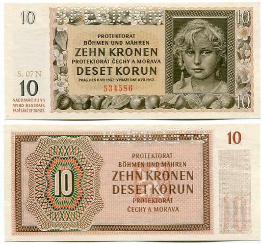 Czechy i Morawy 10 Koron 1942 r. UNC