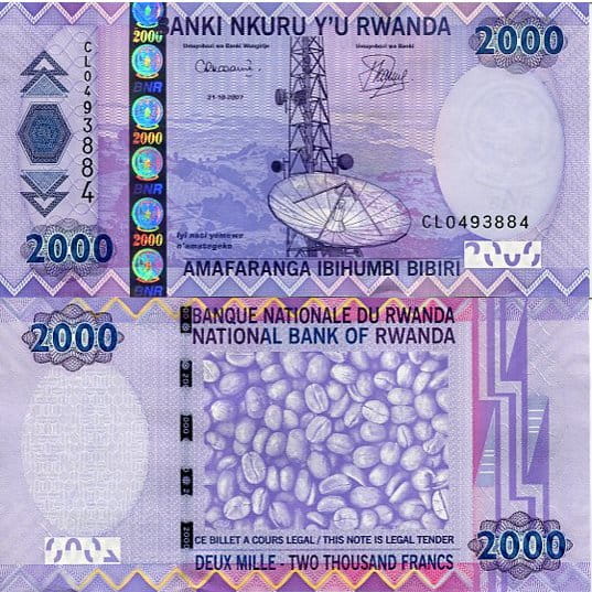 Rwanda 2000 Francs 2014 r. UNC