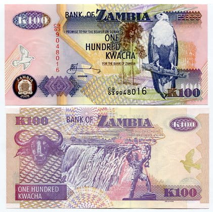 Zambia 100 Kwacha 1992 r. UNC