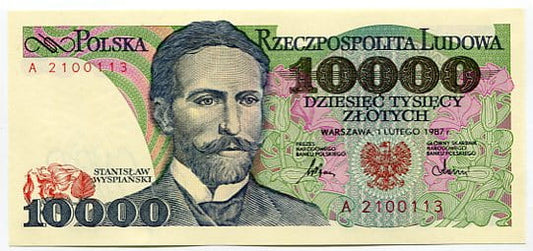 Banknot Polska 10000 zł z 1987 r. T