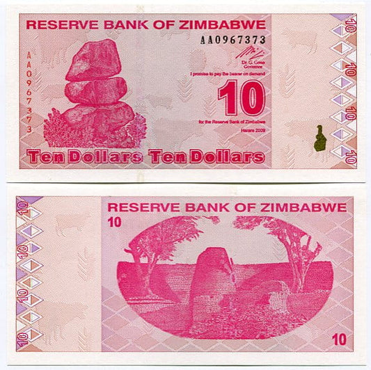 Zimbabwe 10 Dollar 2009 r. UNC