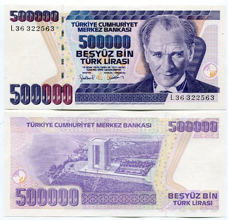 Turcja 500 000 Lirasi 1970 r. UNC