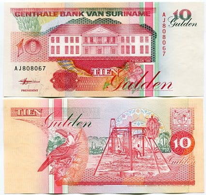 Surinam 10 Gulden 1998 r. UNC