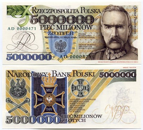 Banknot Polska 5000000 zł z 1995 r. UNC
