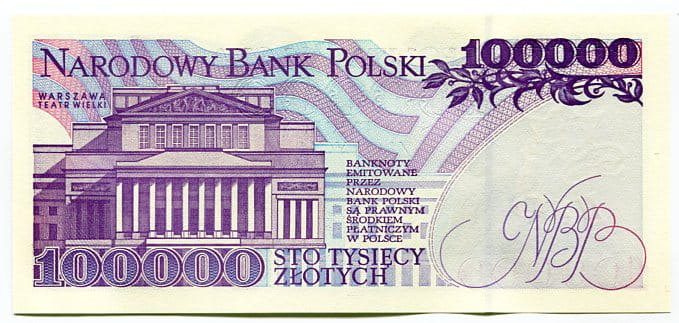 Banknot Polska 100000 zł z 1993 r. AD