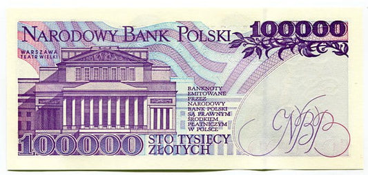 Banknot Polska 100000 zł z 1993 r. AD