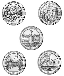 USA Parki 2011 r. 5 x 25c