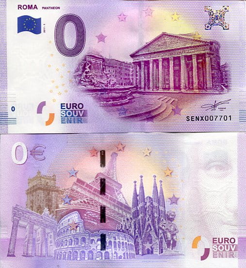 Banknot 0 Euro Włochy - Panteon w Rzymie