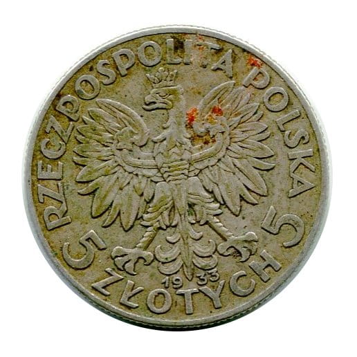 5 złotych Głowa Kobiety 1933 r.
