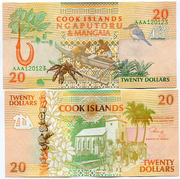 Cook Islands 20 Dollars 1992 r. UNC