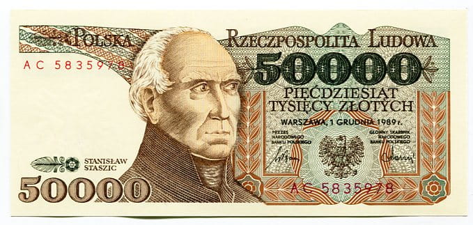 Banknot Polska 50 000 Złotych 1989 r. AC