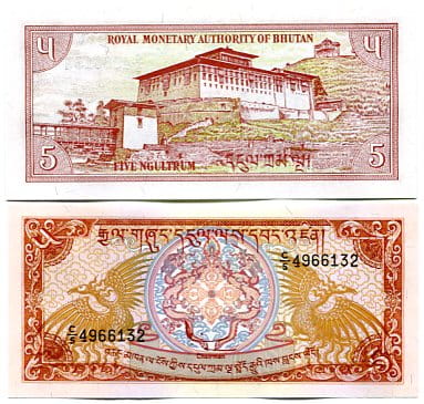 Bhutan 5 Ngultrum 1985 r.  UNC
