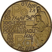 2 zł 100-lecie odkrycia radu i polonu